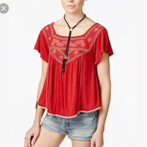 Free people embroidered peasant top
